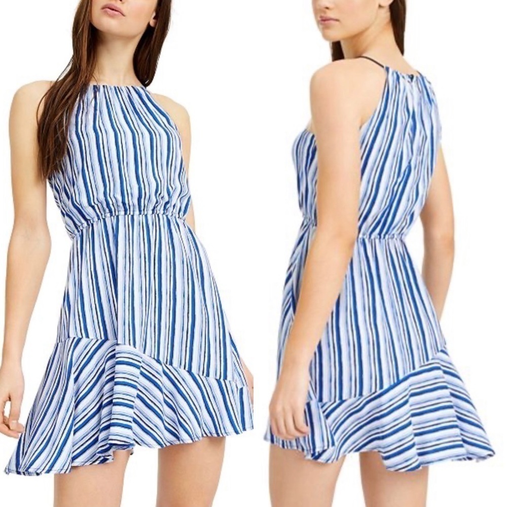 SEQUIN HEARTS Stripe Ruffle A Line Dress.